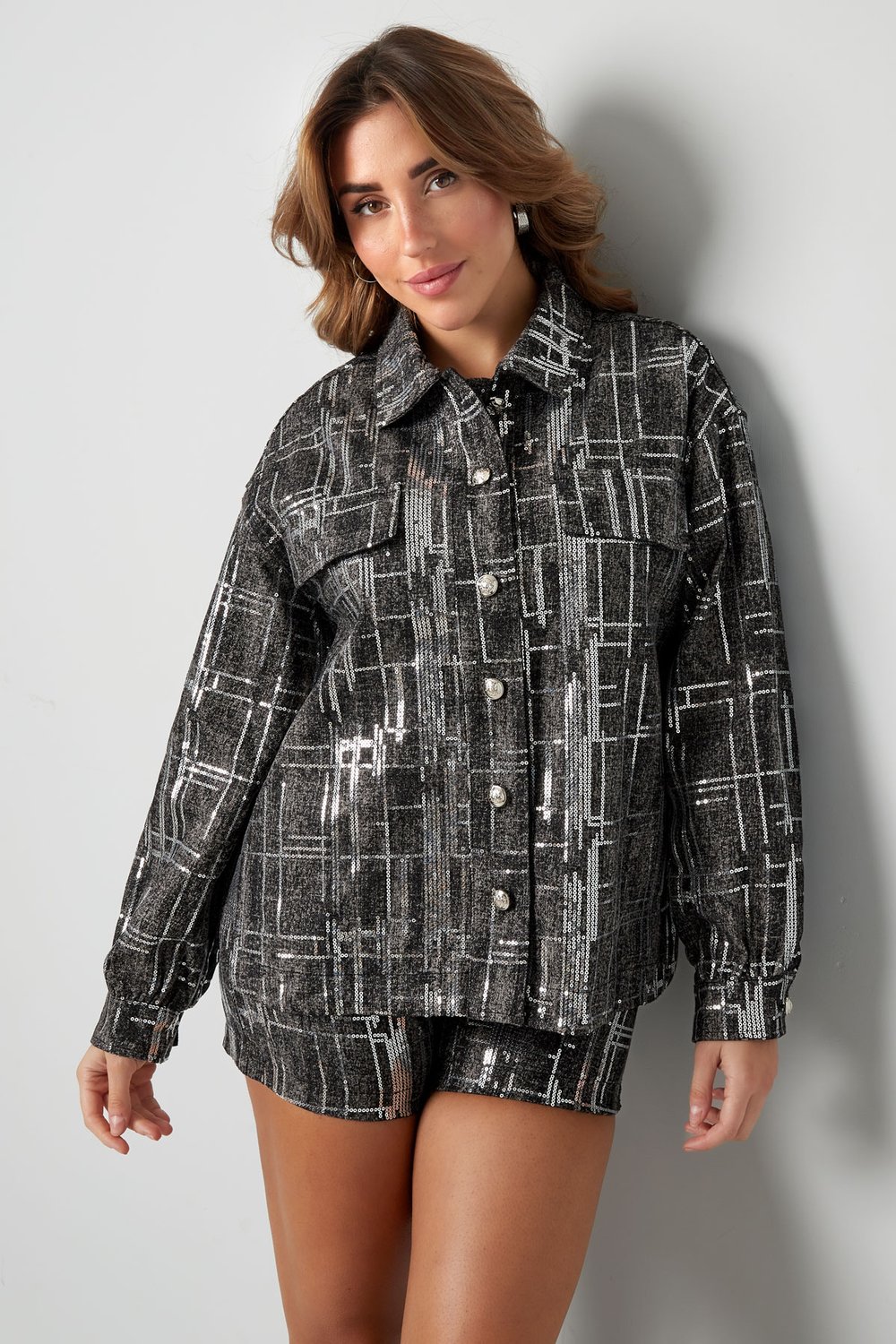 Jacke im Denim-Look mit Pailletten - Blau - S h5Bild9